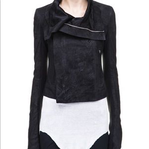 Rick Owens Blistered Leather Classic Biker Jacket